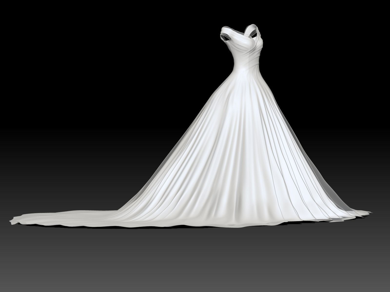 Weding dress V1 Low-poly 3D model_7
