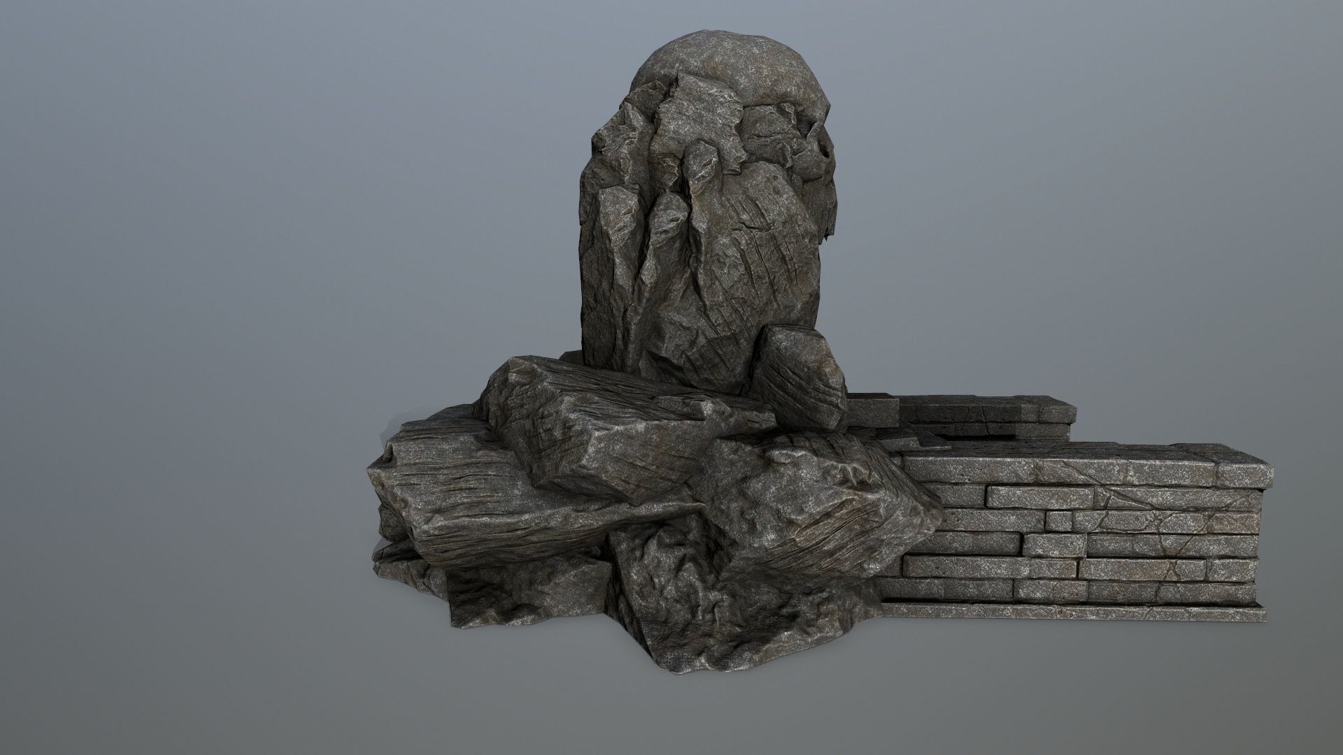 skull cave Low-poly 3D model_2