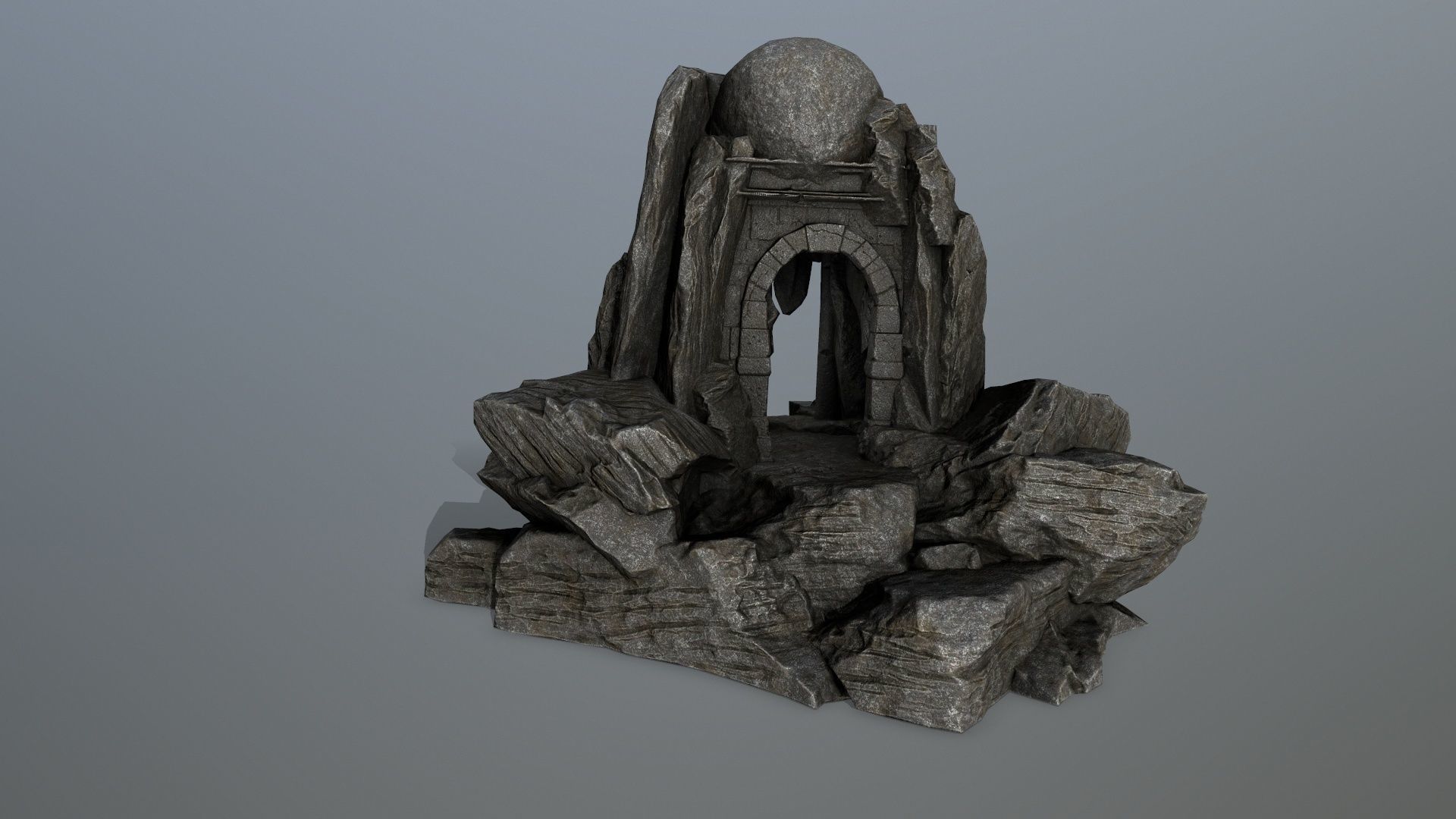 skull cave Low-poly 3D model_4