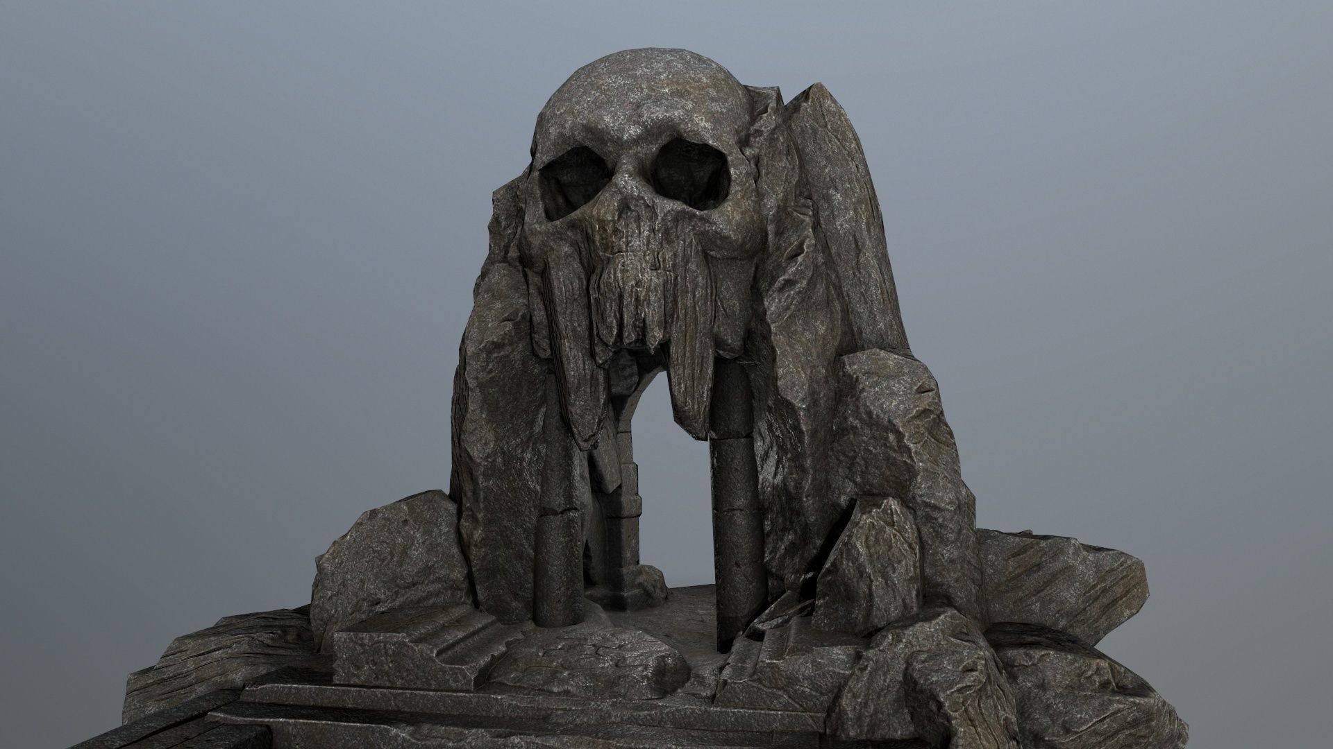 skull cave Low-poly 3D model_7