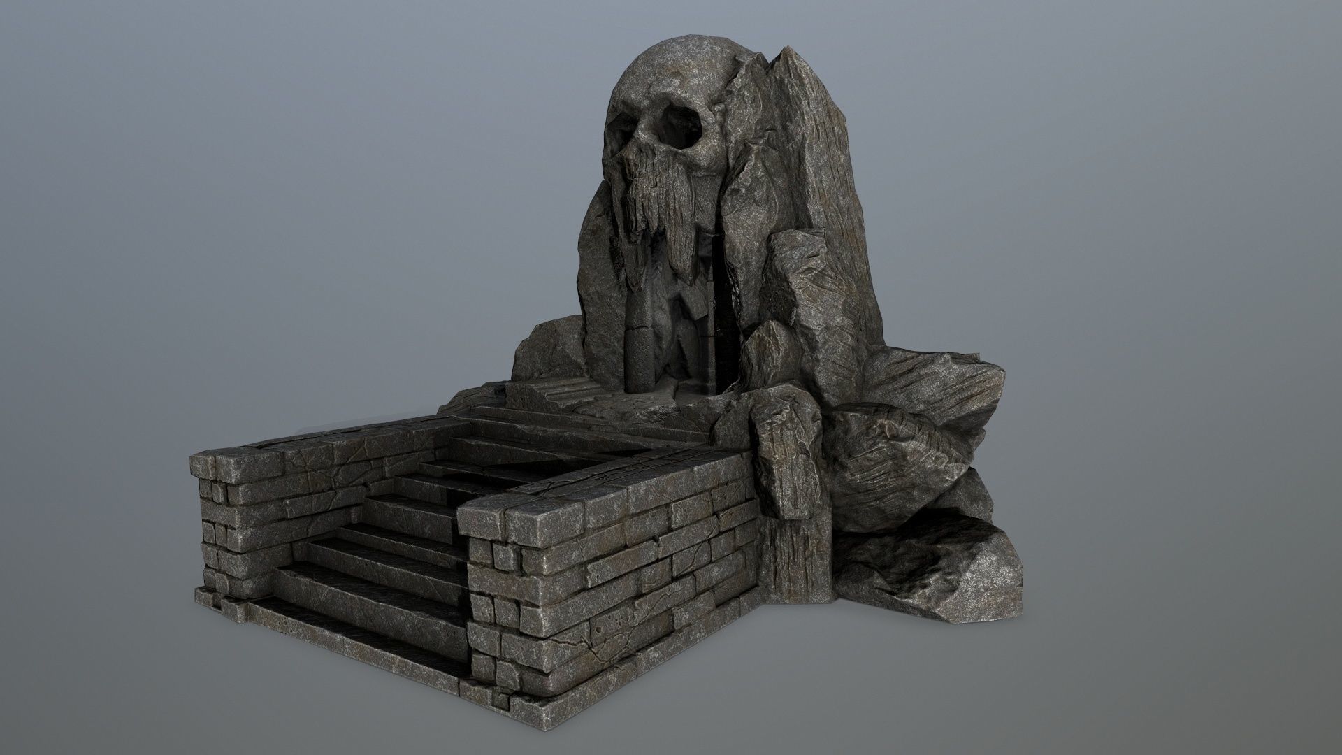 skull cave Low-poly 3D model_6