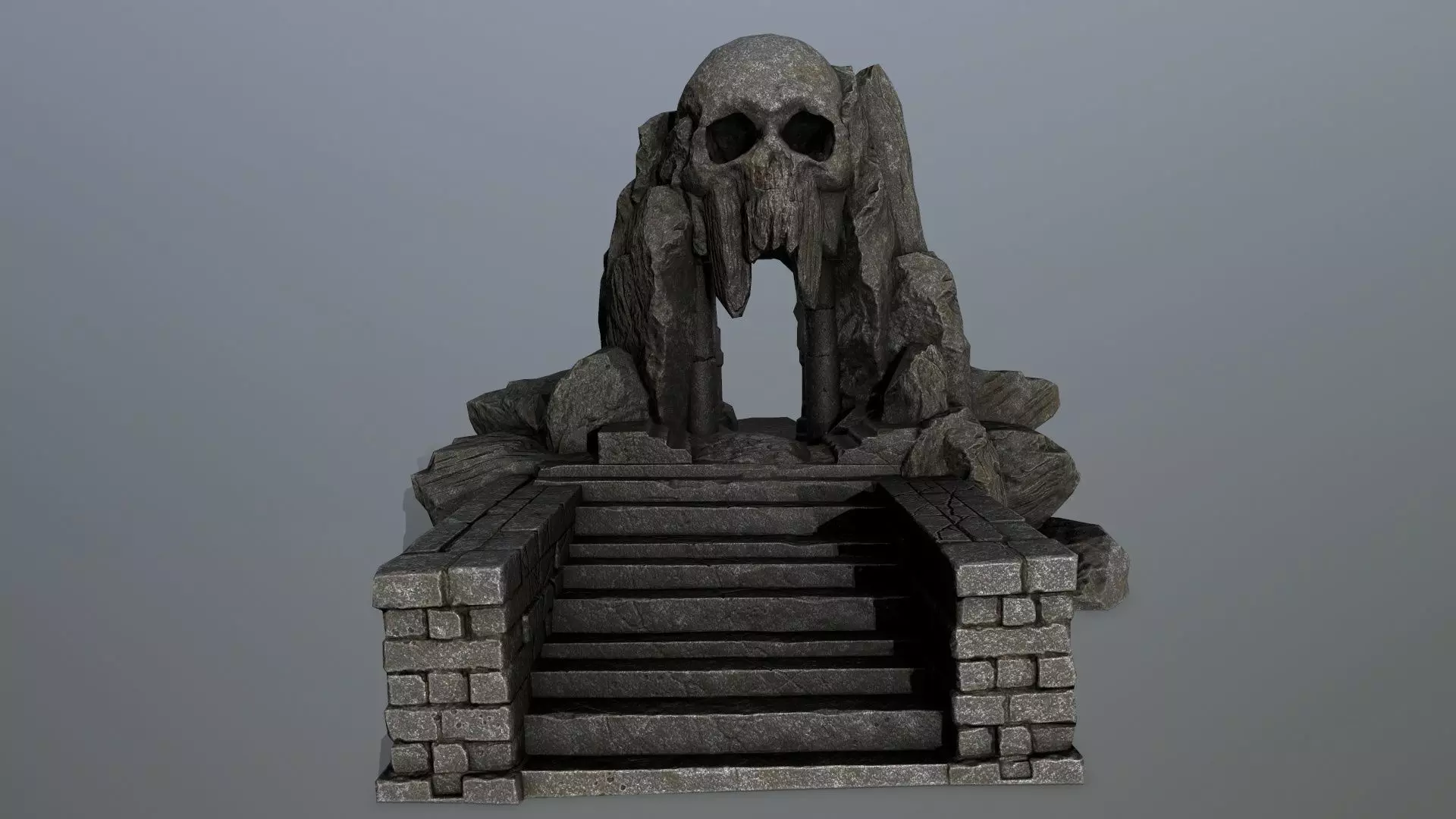 skull cave Low-poly 3D model_0