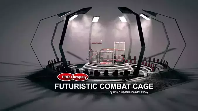 Futuristic MMA Combat Cage Low-poly 3D model