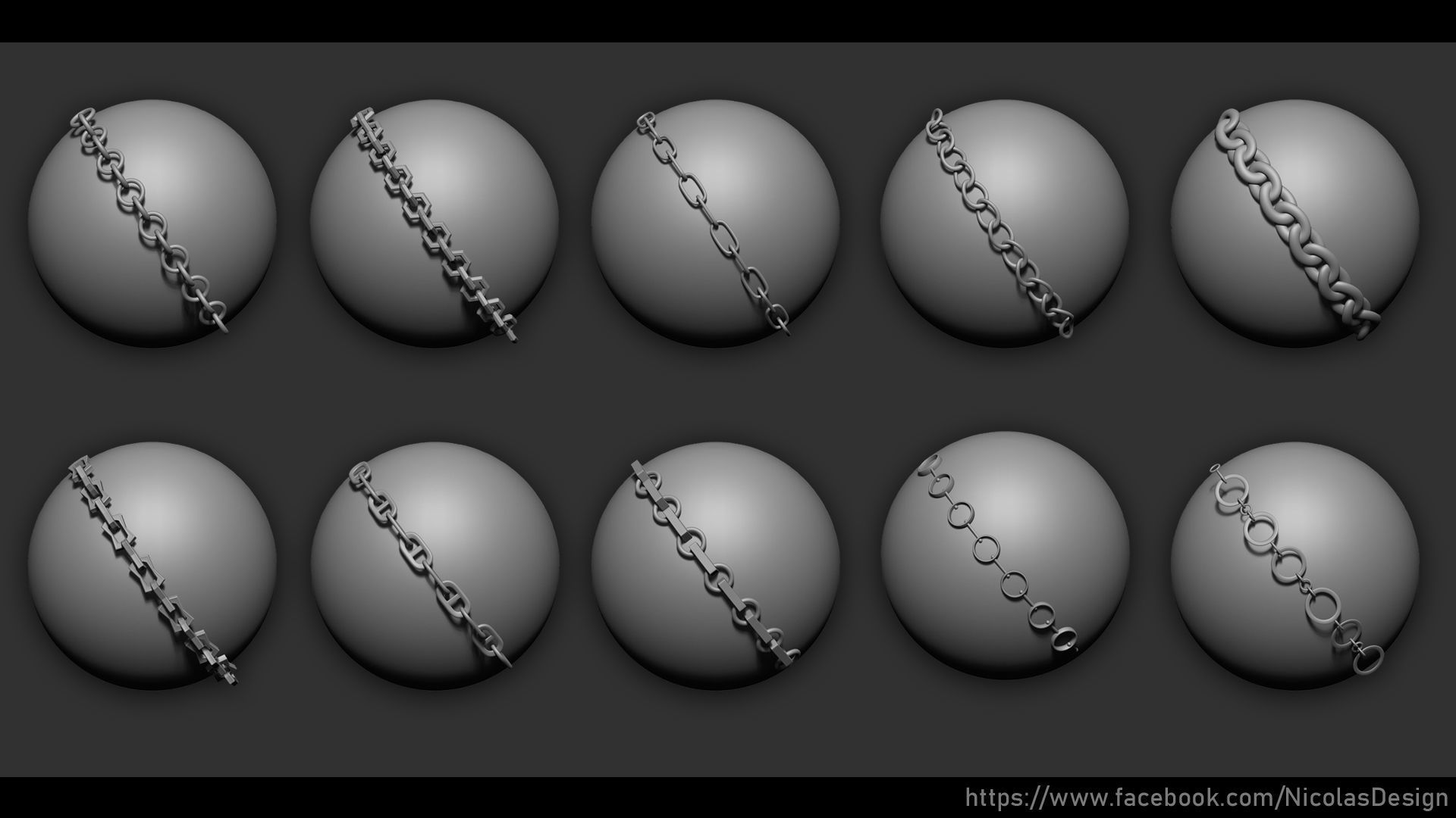 Zbrush - Chains IMM Brush and Meshes 3D model_1