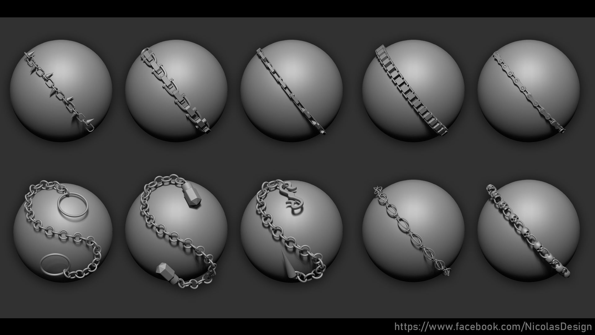 Zbrush - Chains IMM Brush and Meshes 3D model_2