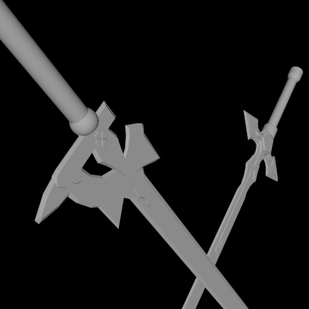 Swords - Dark Repulser and Elucidator - Sword Art Online Low-poly 3D model_6