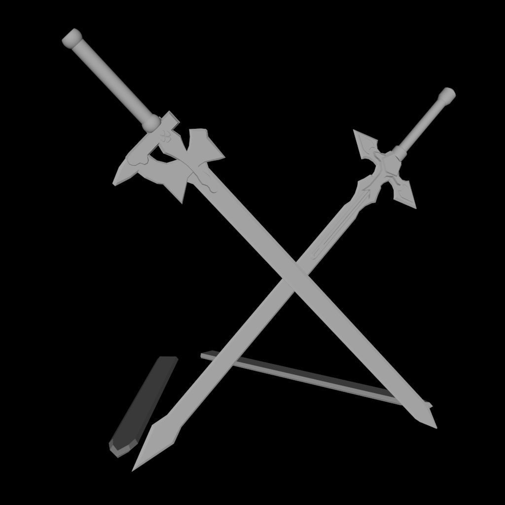 Swords - Dark Repulser and Elucidator - Sword Art Online Low-poly 3D model_7