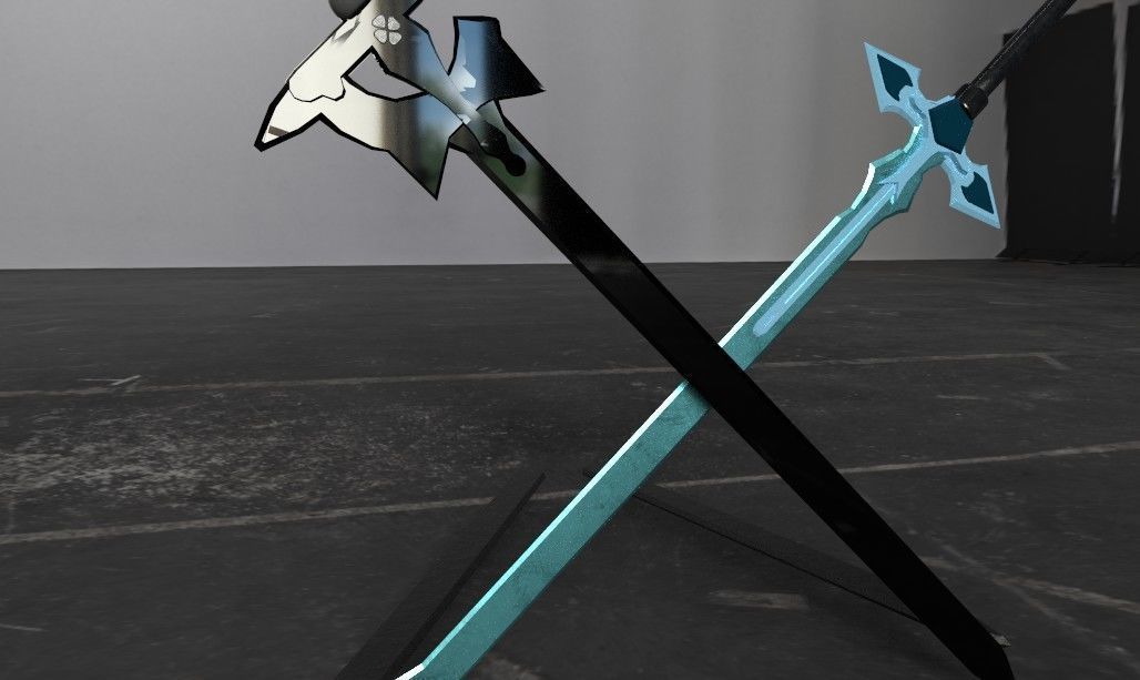 Swords - Dark Repulser and Elucidator - Sword Art Online Low-poly 3D model_4