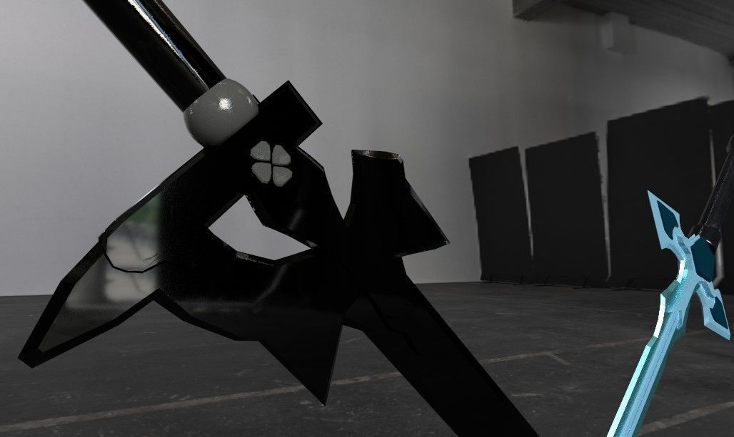 Swords - Dark Repulser and Elucidator - Sword Art Online Low-poly 3D model_2