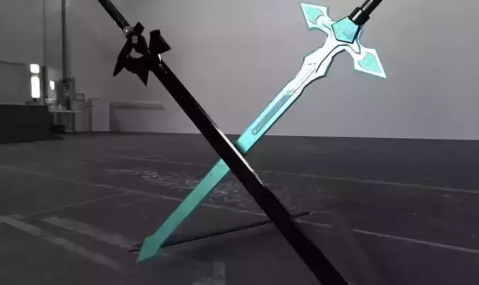 Swords - Dark Repulser and Elucidator - Sword Art Online Low-poly 3D model