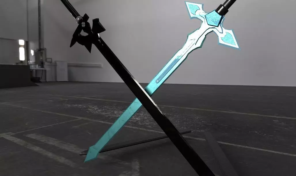 Swords - Dark Repulser and Elucidator - Sword Art Online Low-poly 3D model_0