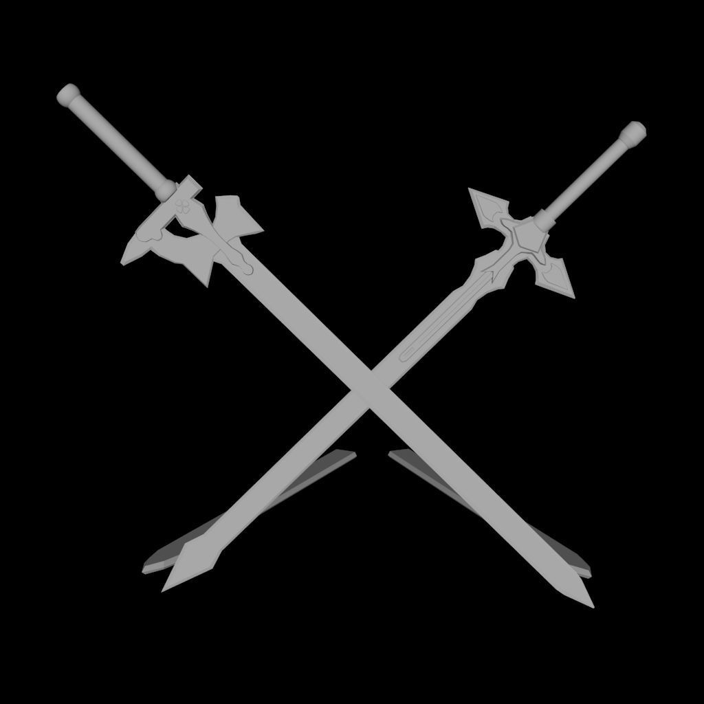 Swords - Dark Repulser and Elucidator - Sword Art Online Low-poly 3D model_8