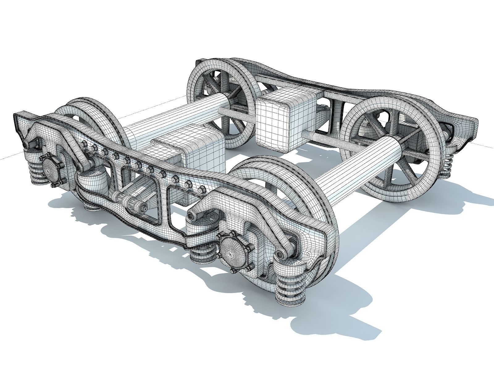 Train Bogie Wheels 3D model_7