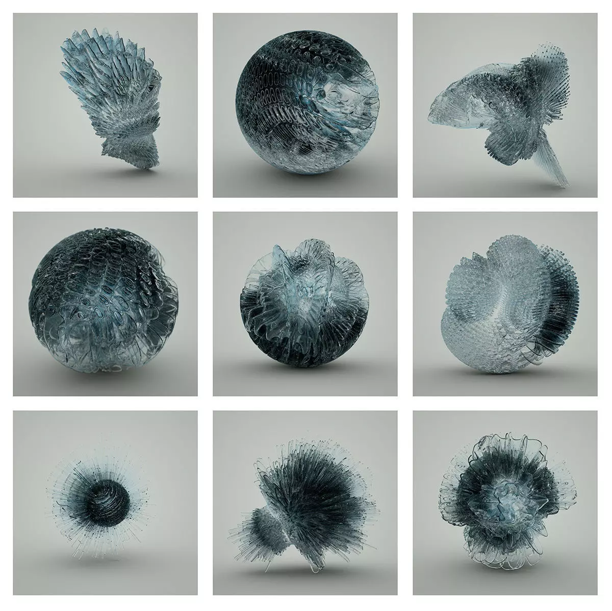 9 Spherical Harmonics Mathematical Sphere Fractals 3D model_0