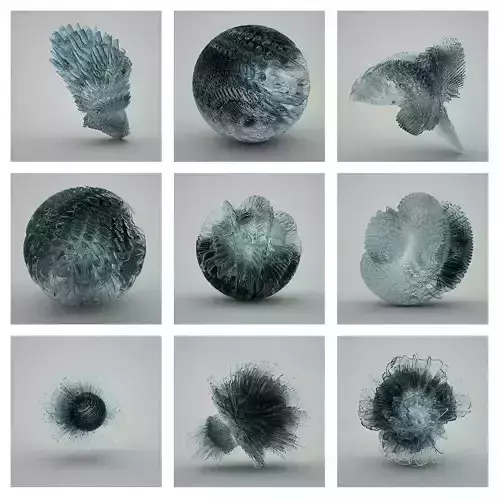 9 Spherical Harmonics Mathematical Sphere Fractals 3D model