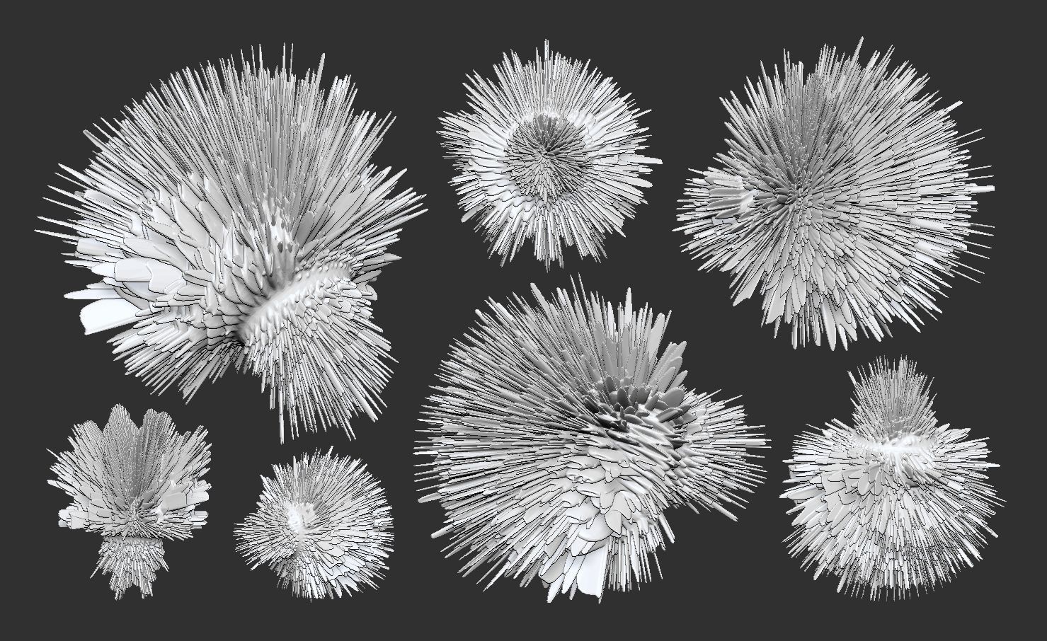 9 Spherical Harmonics Mathematical Sphere Fractals 3D model_10