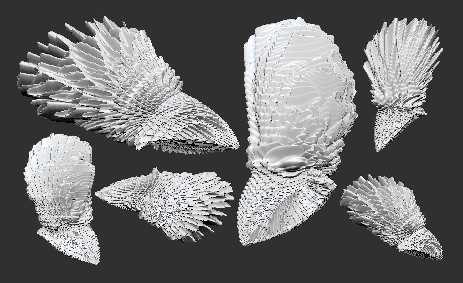 9 Spherical Harmonics Mathematical Sphere Fractals 3D model_2