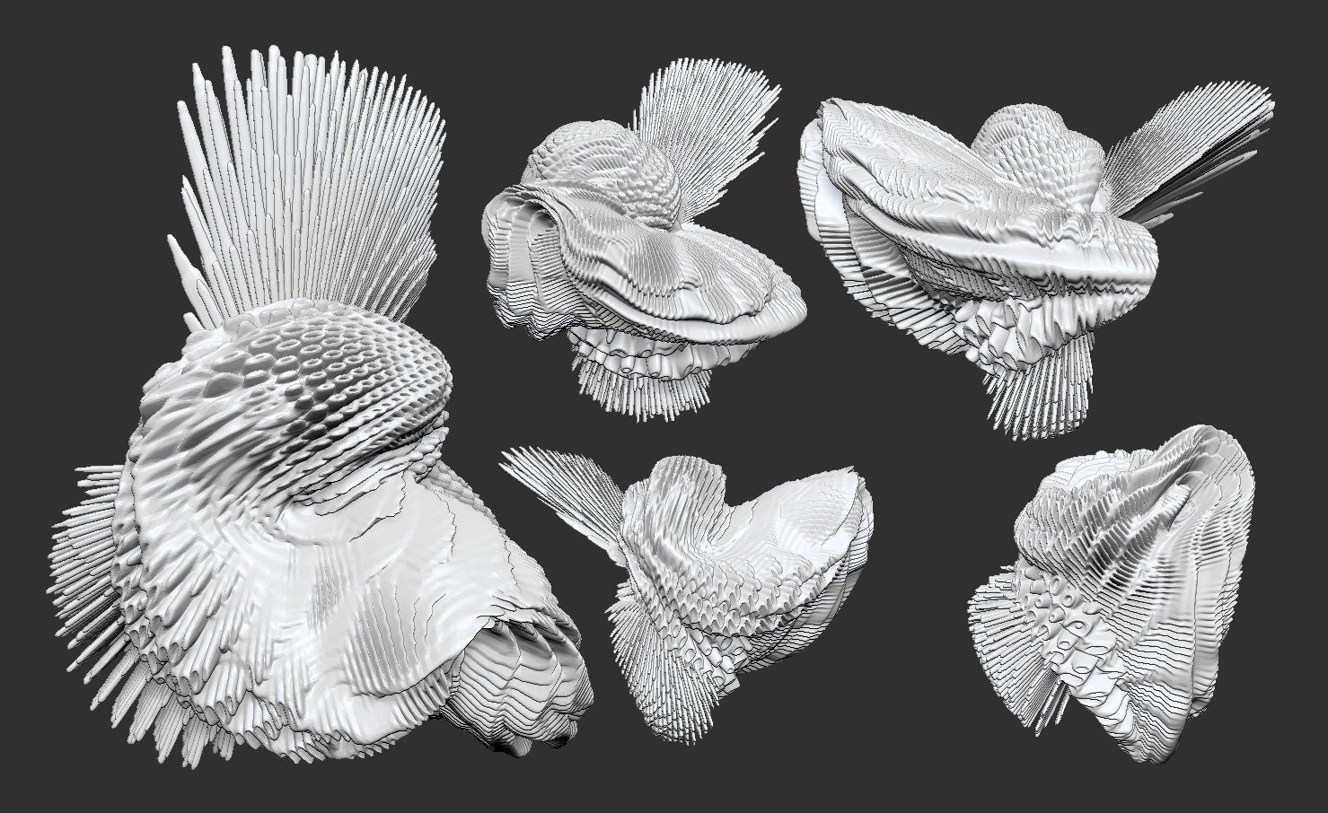 9 Spherical Harmonics Mathematical Sphere Fractals 3D model_4