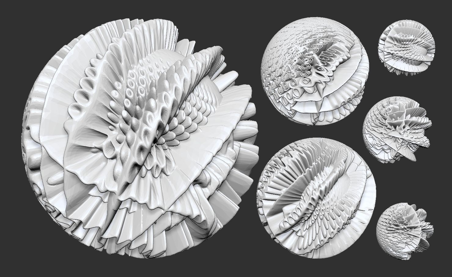 9 Spherical Harmonics Mathematical Sphere Fractals 3D model_14
