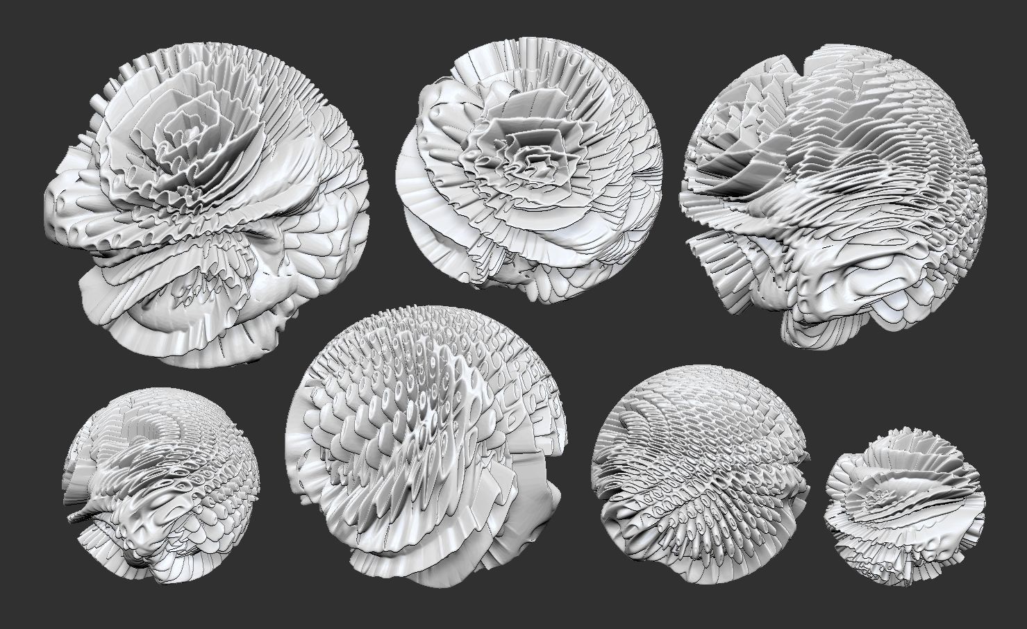 9 Spherical Harmonics Mathematical Sphere Fractals 3D model_18