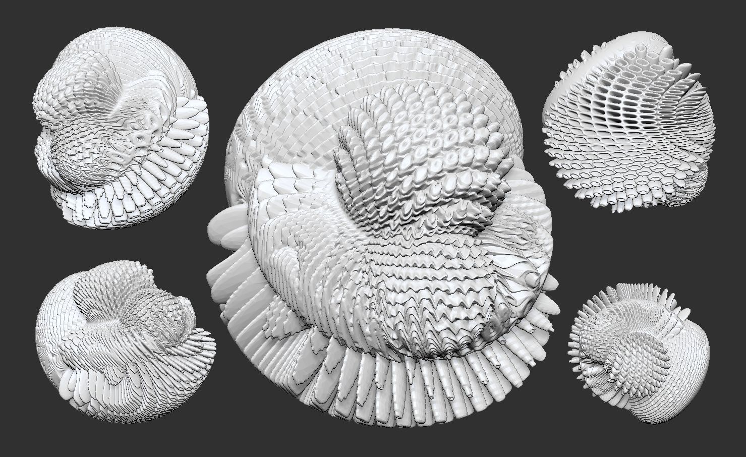 9 Spherical Harmonics Mathematical Sphere Fractals 3D model_12