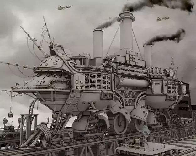 Ship Concept Digital art Low-poly 3D model