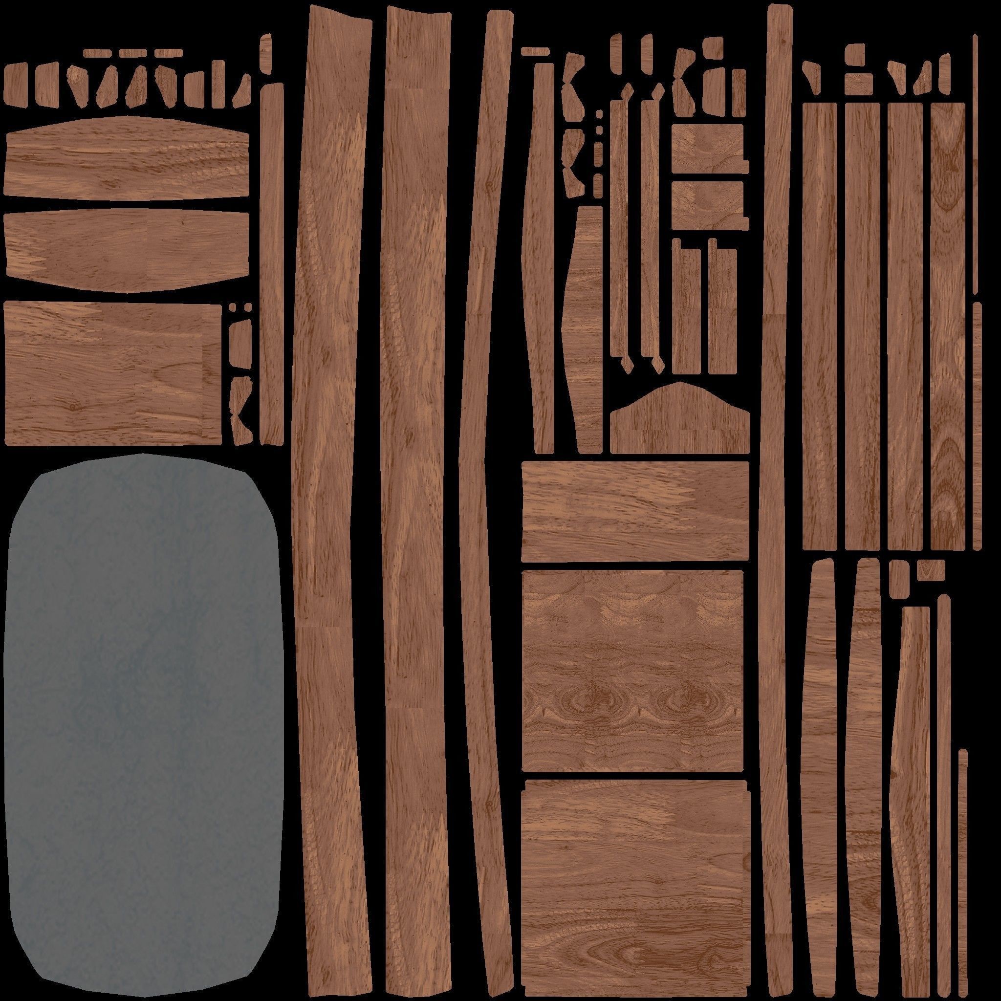 furniture set tables and chairs Low-poly 3D model_4