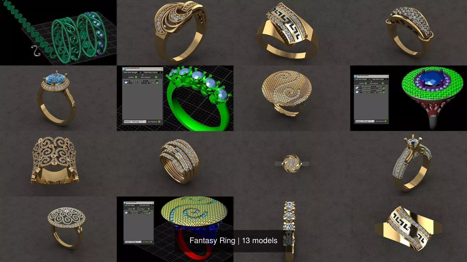  Fantasy Ring 3D Model Collection_0