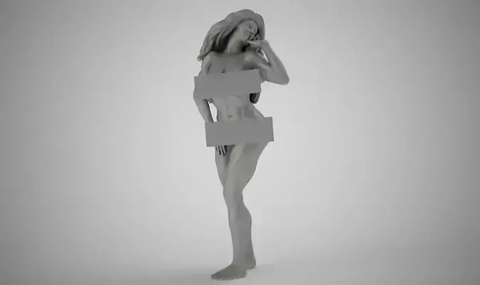 Woman with Long  Hair 3D print model