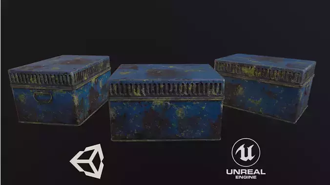Old mossy metal safe rusty Free low-poly 3D model