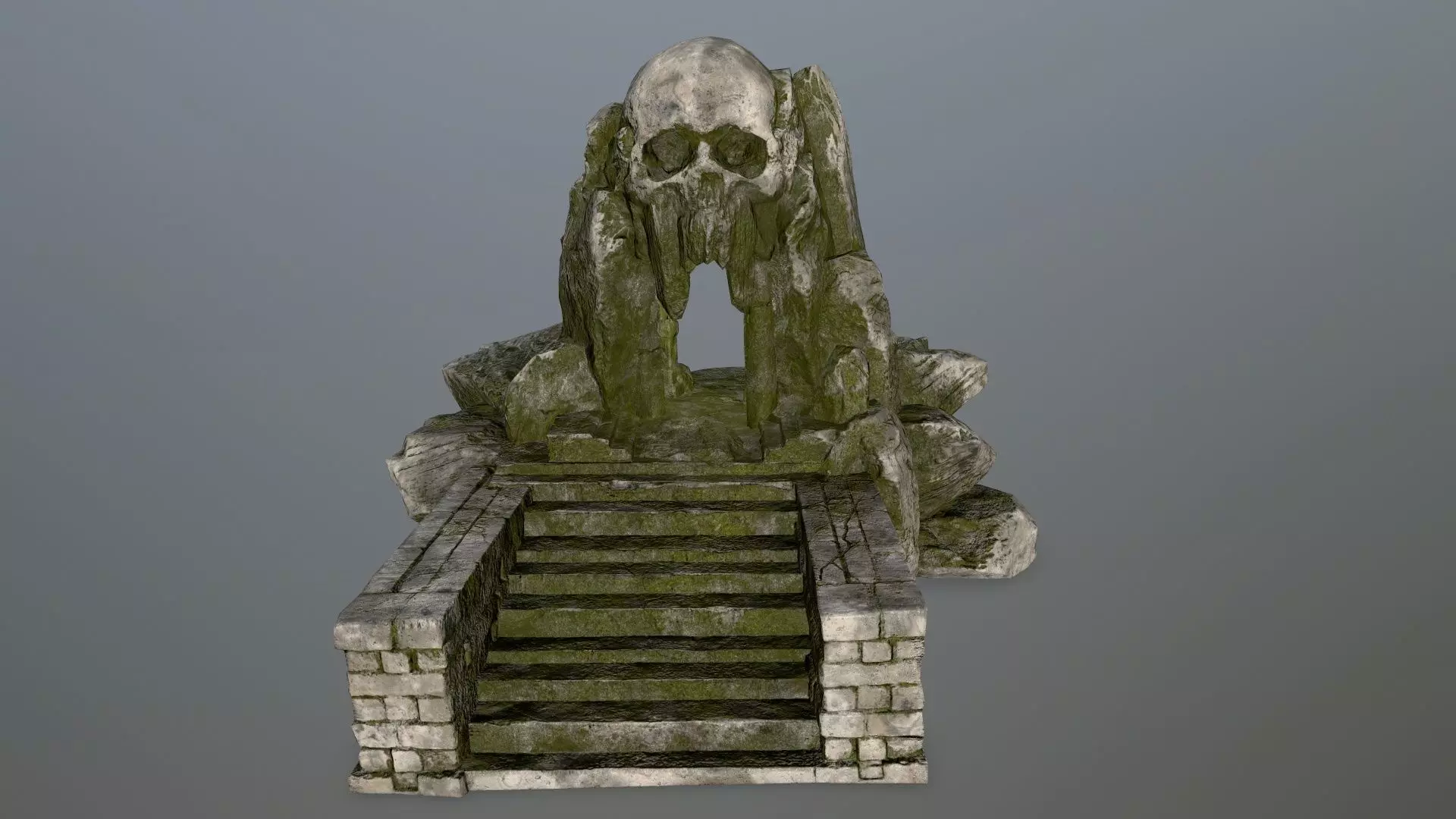 skull cave Low-poly 3D model_0