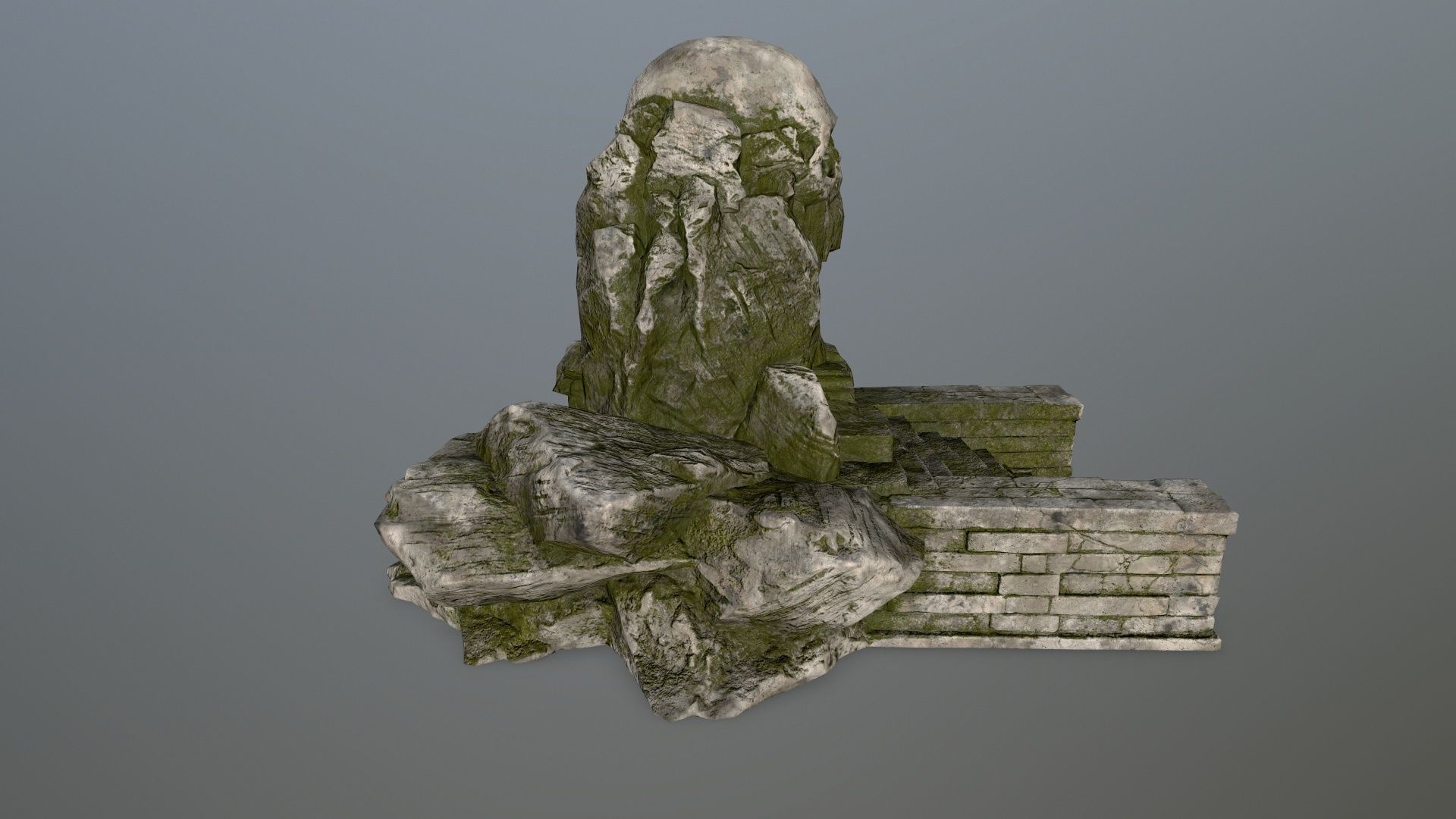 skull cave Low-poly 3D model_2