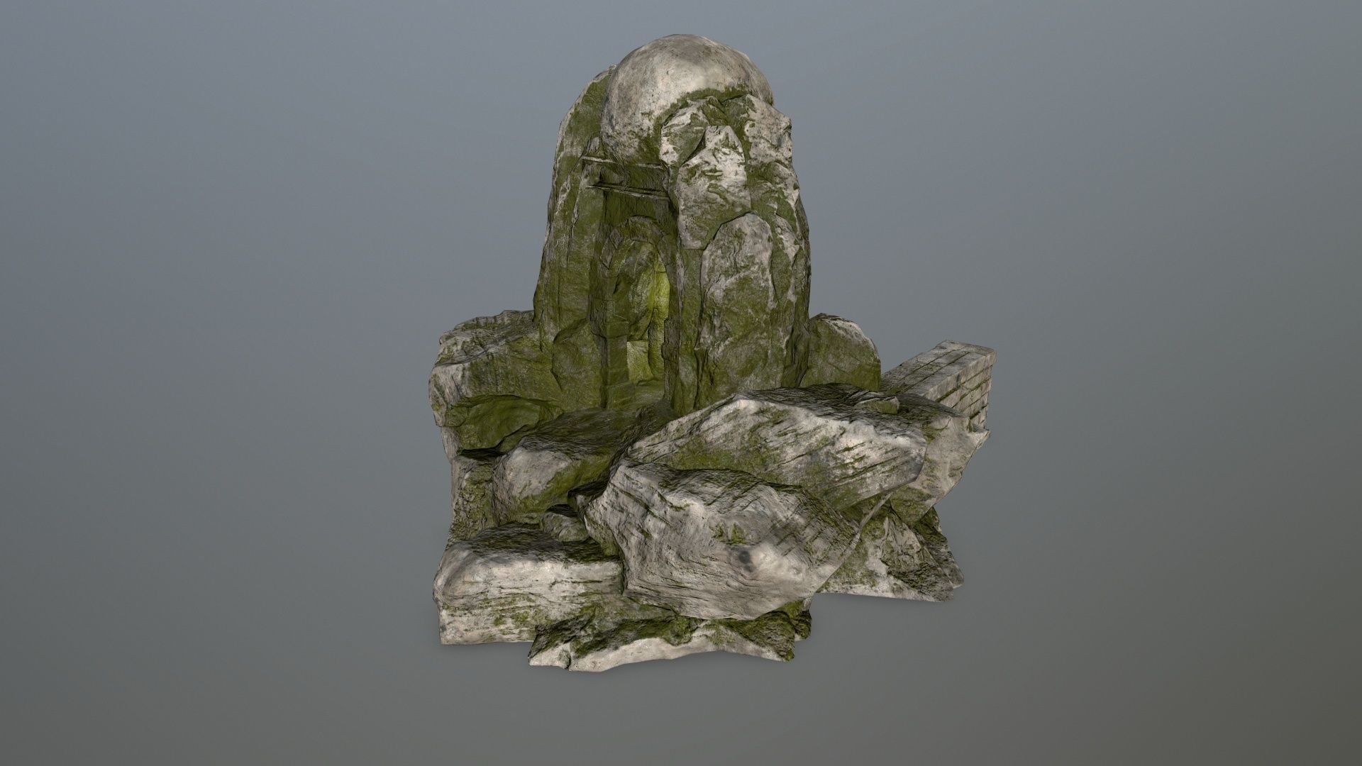 skull cave Low-poly 3D model_3