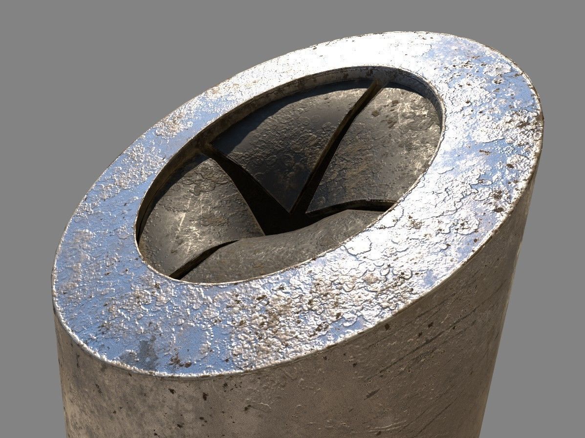 Aluminium trash can Low-poly 3D model_1