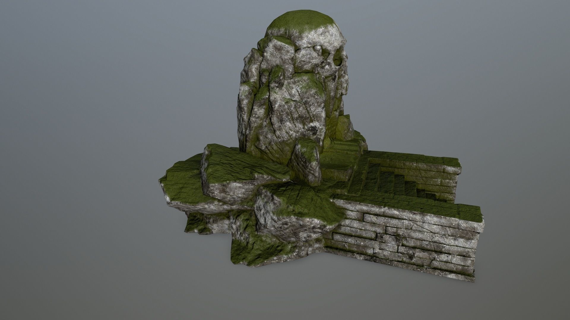 skull cave Low-poly 3D model_3