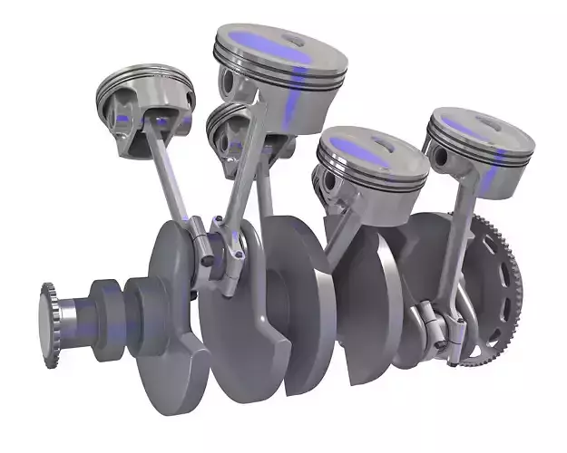 Animated V6 Engine Cylinders 3D model