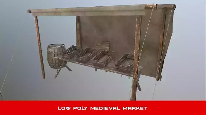 Medieval Street Market Low-poly 3D model