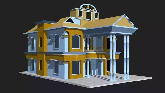 3d House Building Low-poly 3D model