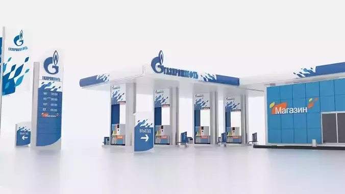 Gasprom petrol Station Low-poly 3D model