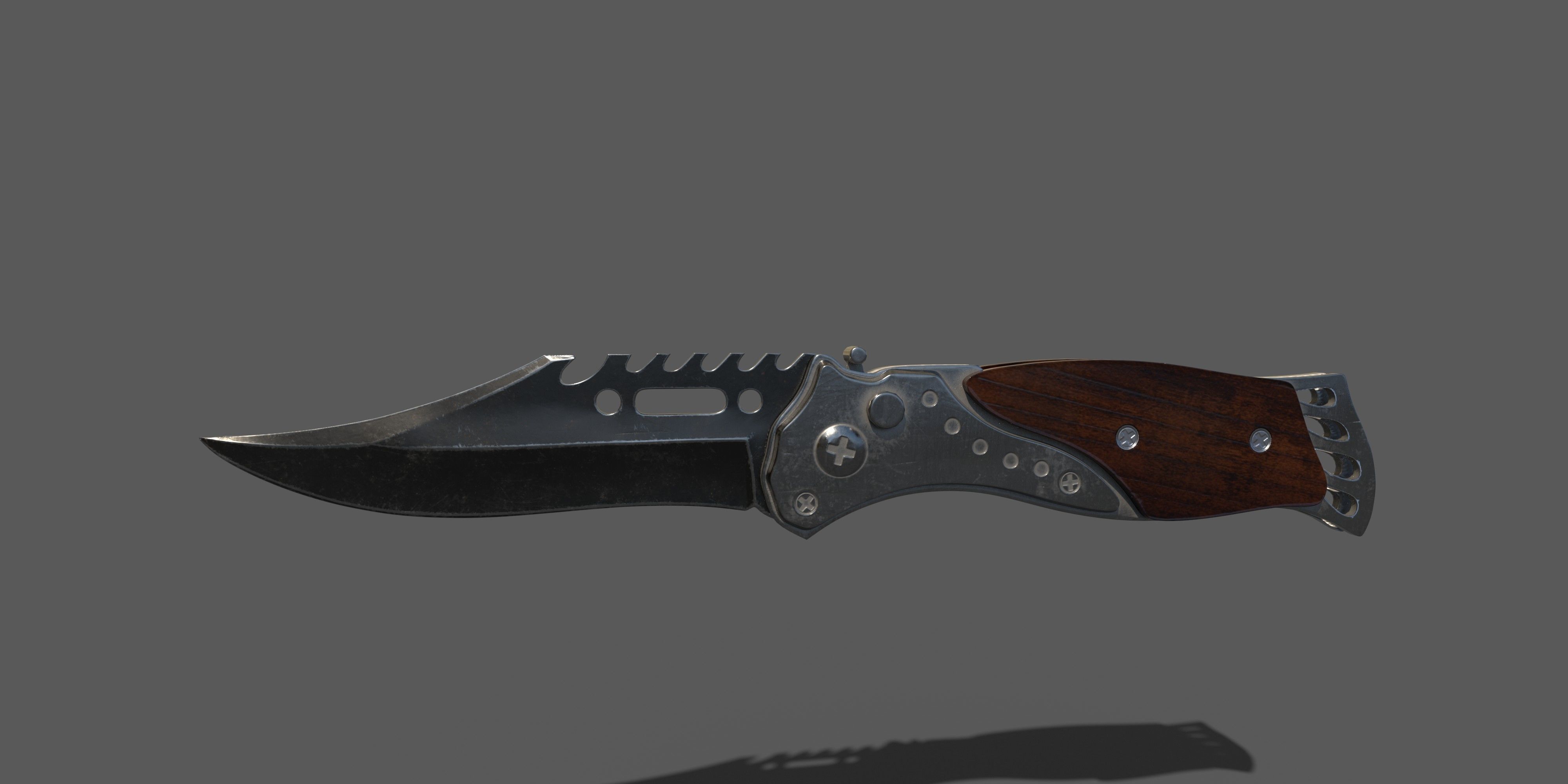 Folding knife PBR animated Free low-poly 3D model_1