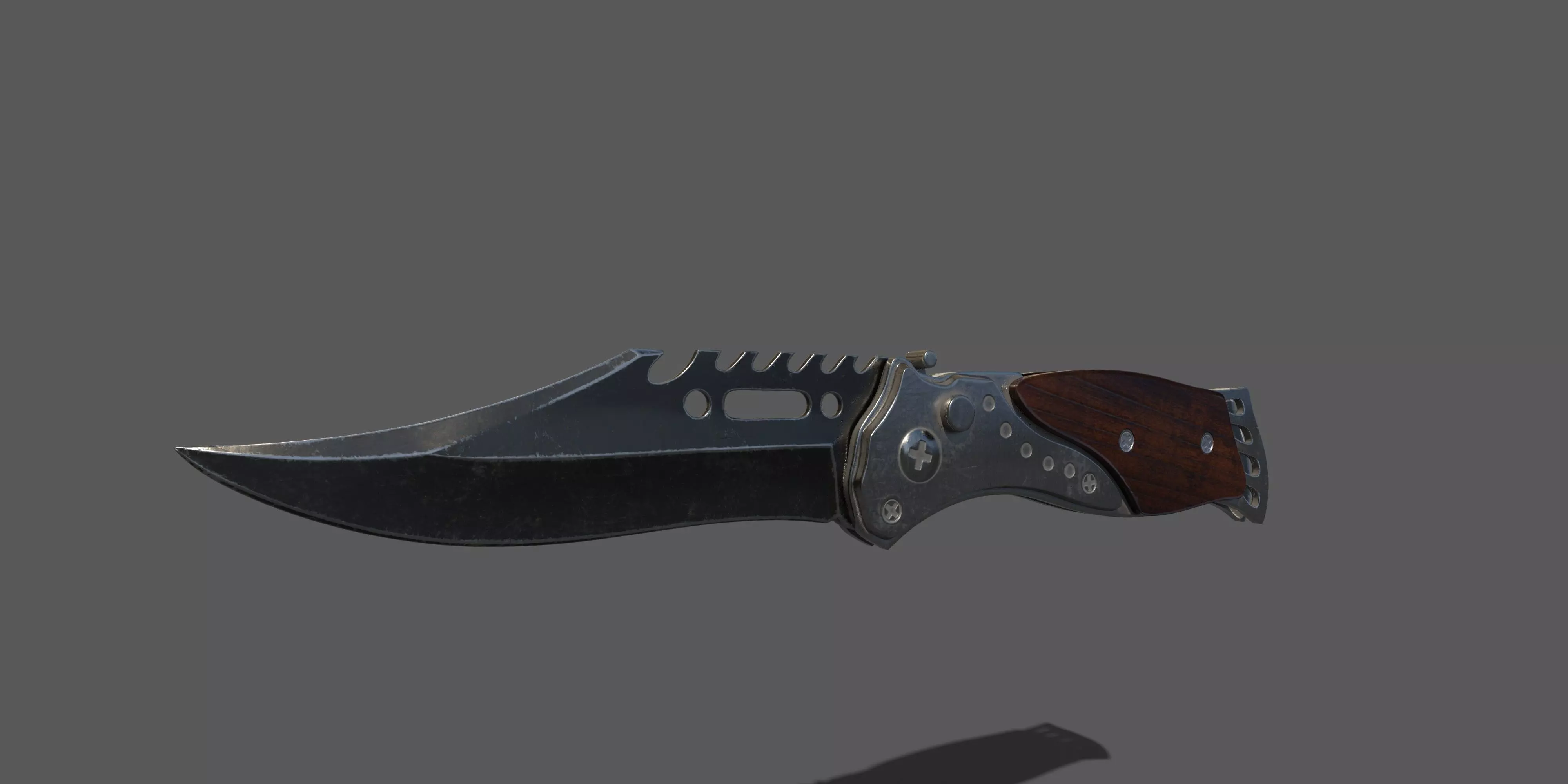 Folding knife PBR animated Free low-poly 3D model_0
