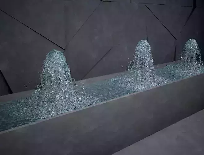 Fountain 4 emiters inside 3D model