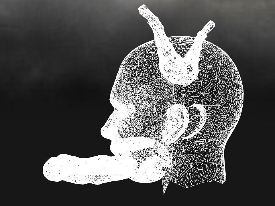 Golden demon head terrain Low-poly 3D model_68