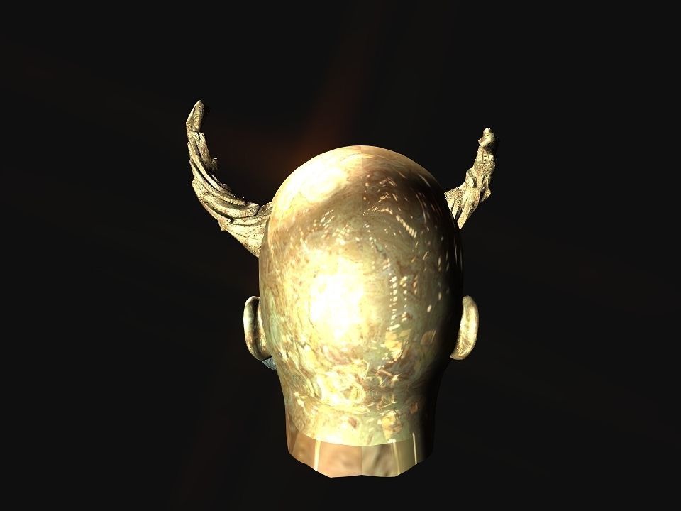 Golden demon head terrain Low-poly 3D model_44