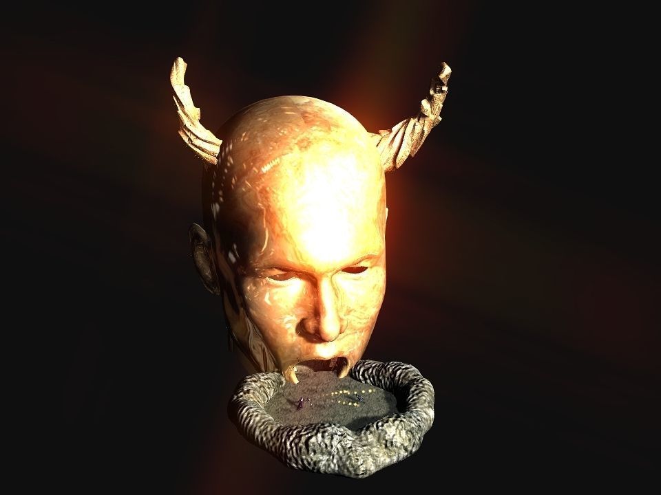 Golden demon head terrain Low-poly 3D model_56
