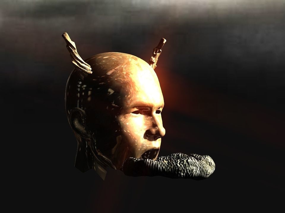Golden demon head terrain Low-poly 3D model_37