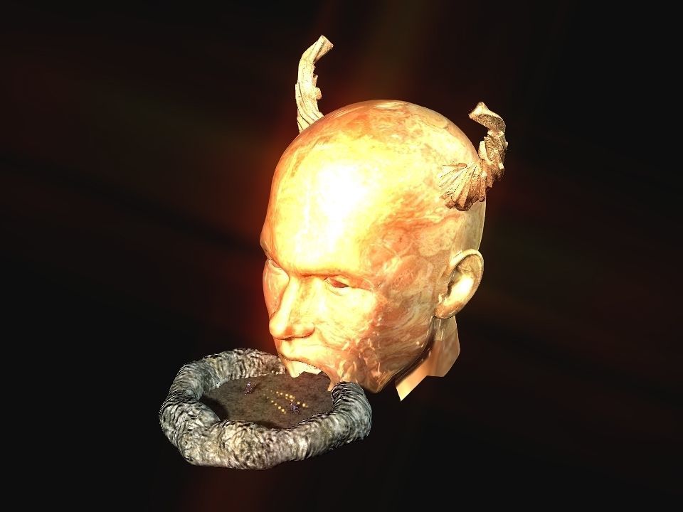 Golden demon head terrain Low-poly 3D model_45