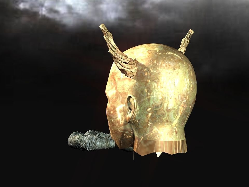 Golden demon head terrain Low-poly 3D model_30