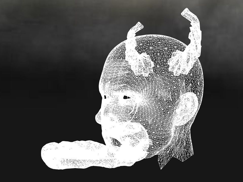 Golden demon head terrain Low-poly 3D model_61