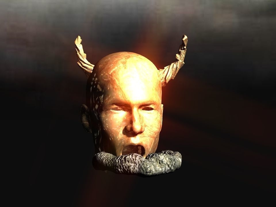 Golden demon head terrain Low-poly 3D model_40